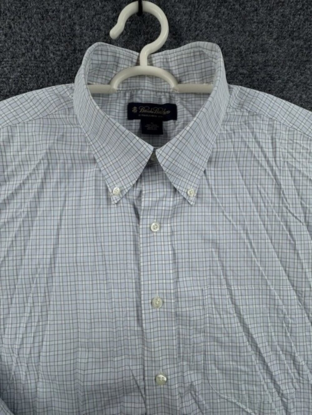 Brooks Brothers XL Button-Down Non-Iron Cotton Blue Mens Pocket Long Sleeve